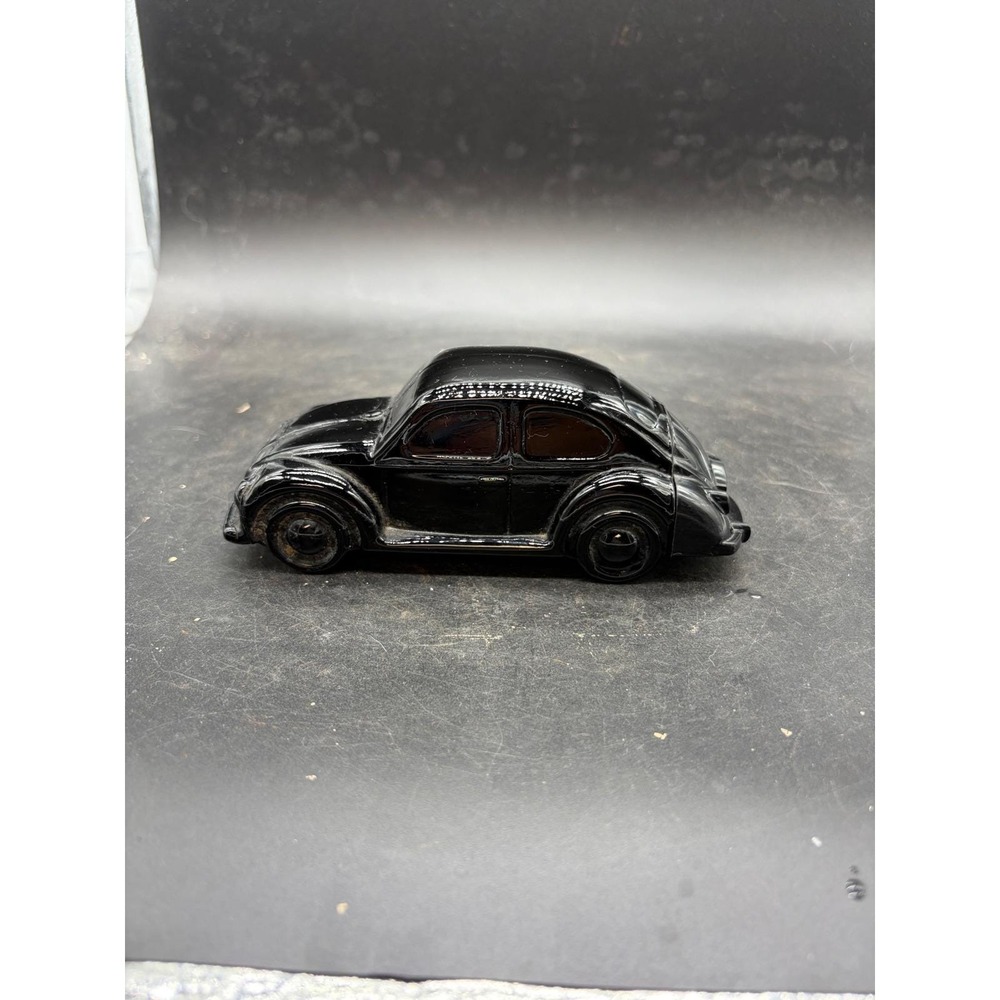 Vintage Avon Volkswagen Beetle Black Glass Cologne Bottle 4oz VW Bug Collectible